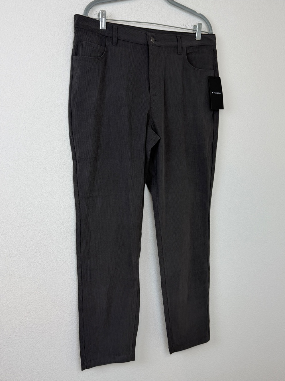 NWT Fabletics The Don 5-Pocket Cord Pants Men 32x32 Taupe Slate Cord
